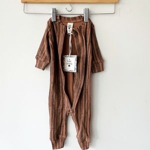 NWT Kate QuinnQuinn organic cotton zipper sleeper pajamas brown romper playsuit